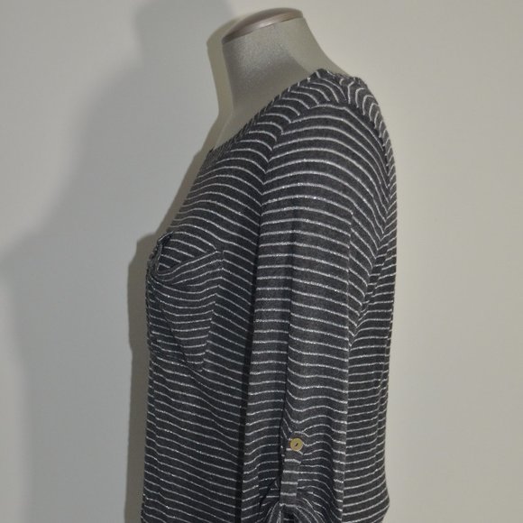 Splendid Grey & Silver Striped Top with Pocket - Picture 4 of 8